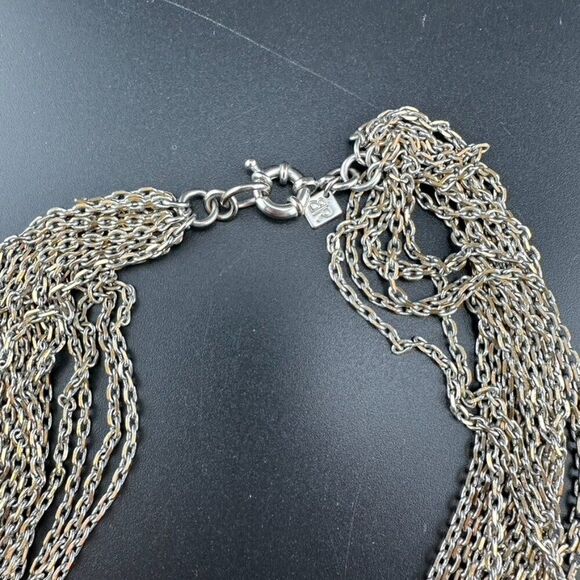 Banana Republic 2 Tone Metal Link Chain Knot Statement Necklace - Picture 5 of 5